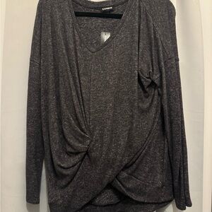 Express Women's Charcoal Long Sleeve Top